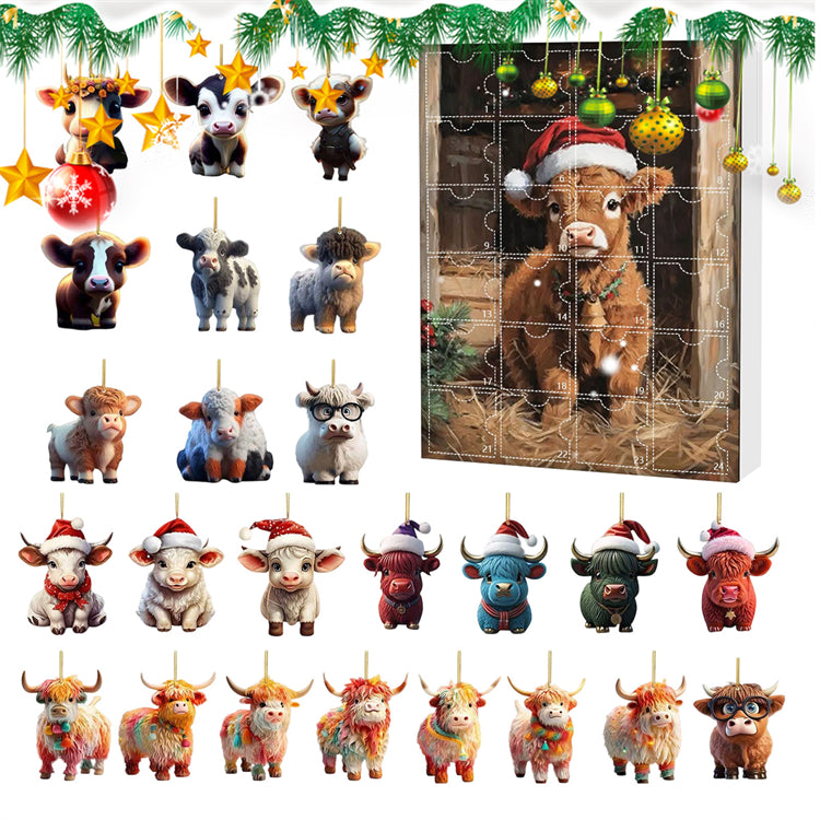 Christmas Cow Advent Calendar 2025 โ 24 Days of Festive Fun with Adorable Cow Ornaments ๐๐