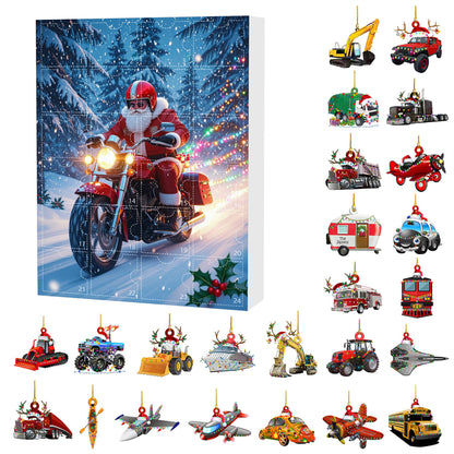 Santa’s Christmas Train Advent Calendar with Vehicle Ornaments