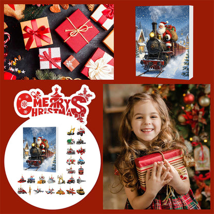 Santa’s Christmas Train Advent Calendar with Vehicle Ornaments
