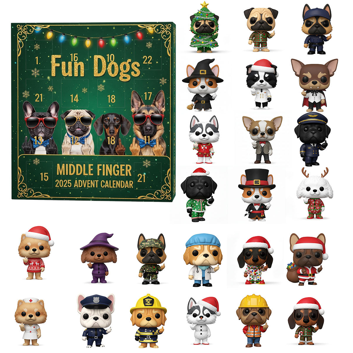 🌲Christmas Gift--Fun Dogs Middle Finger 2025 Advent Calendar 🎄🐶
