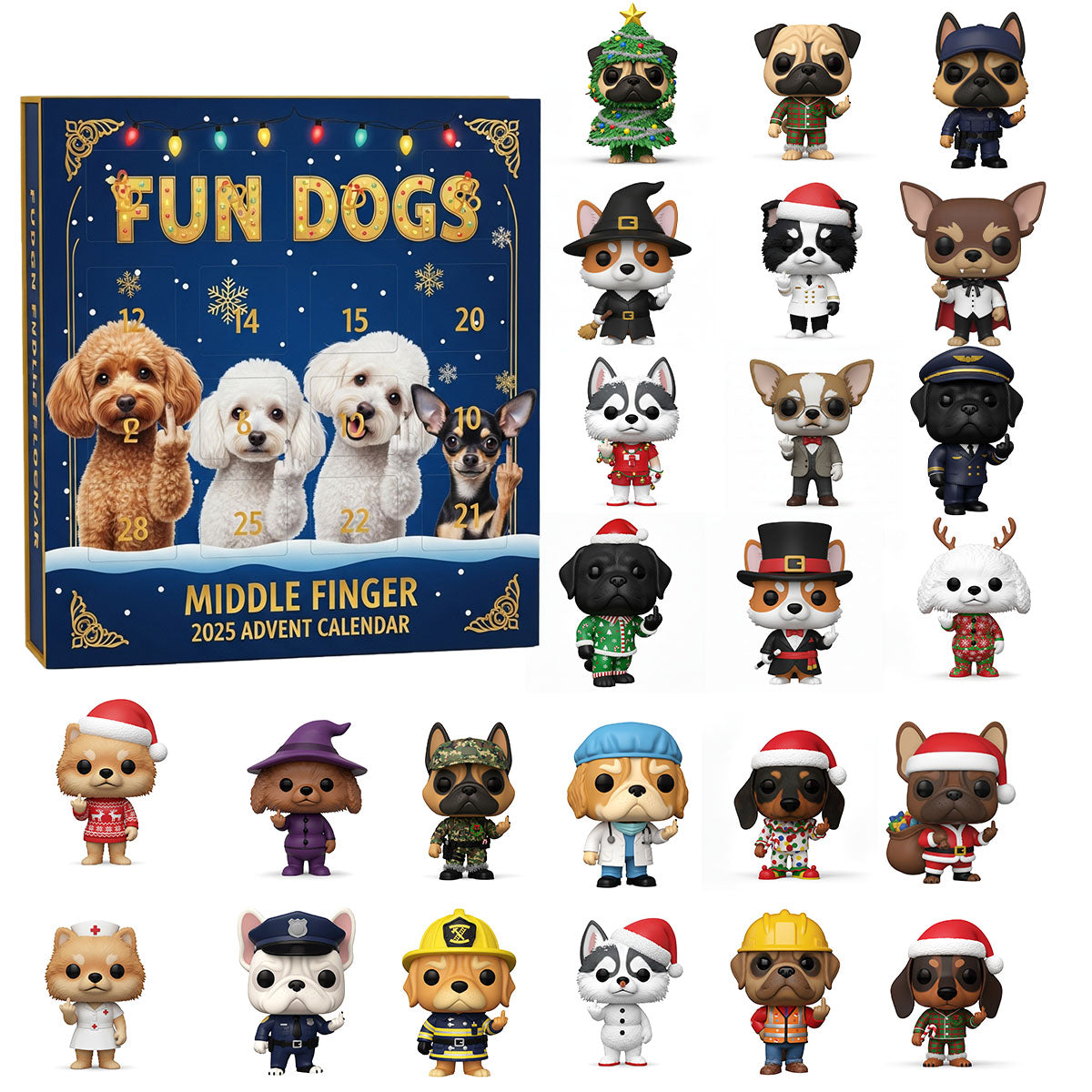 🌲Christmas Gift--Fun Dogs Middle Finger 2025 Advent Calendar 🎄🐶