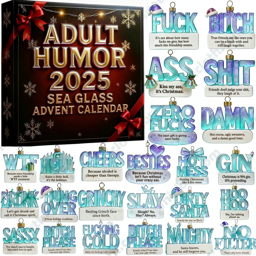 🌲Christmas Gift--🌊Sea Glass Accents 2025 Adult Humor Advent Calendar💥LIMITED 2025 EDITION