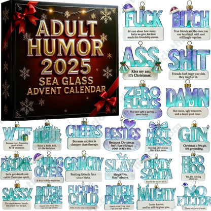 🌲Christmas Gift--🌊Sea Glass Accents 2025 Adult Humor Advent Calendar💥LIMITED 2025 EDITION