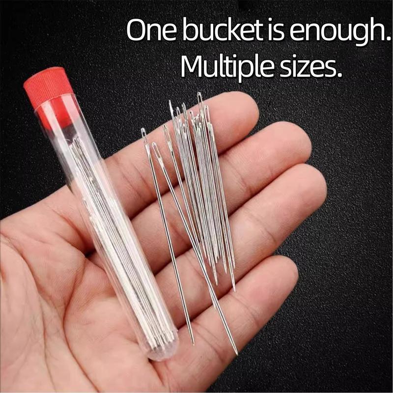 34PCS Big Eye Steel Needles Set - Long & Thin Handmade Quilting & Sewing Needles Kit for DIY Sewing Projects