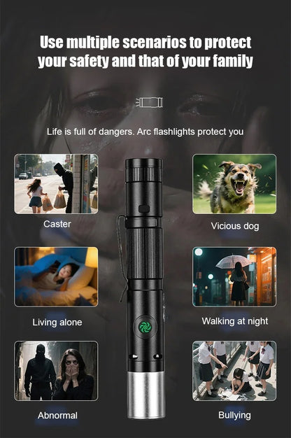 Anti-bad guy high-intensity arc flashlight